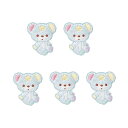 ワッペン 女の子 アイロン アップリケ ウサギ リボン ユニコーン かわいい 大きい 小さい 刺繍 (クマ ブルー-5点 セット)(3)