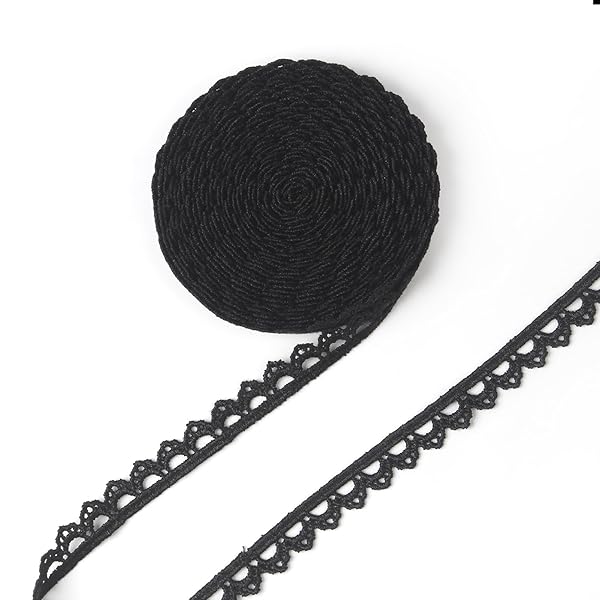 4.5m レース リボン トリム DIY手芸 飾り 刺繍 (#04 黒 4.5m)