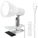 クリップランプ、E26ランプホルダー、LED電球 (8W,3000K-6500K調光と色調整、リモコン) 付き、屋内用、スイッチソケット付き、屋内照明、ワーク、読書作業、リビングルーム、寝室照明 (白色クリップランプホルダー)