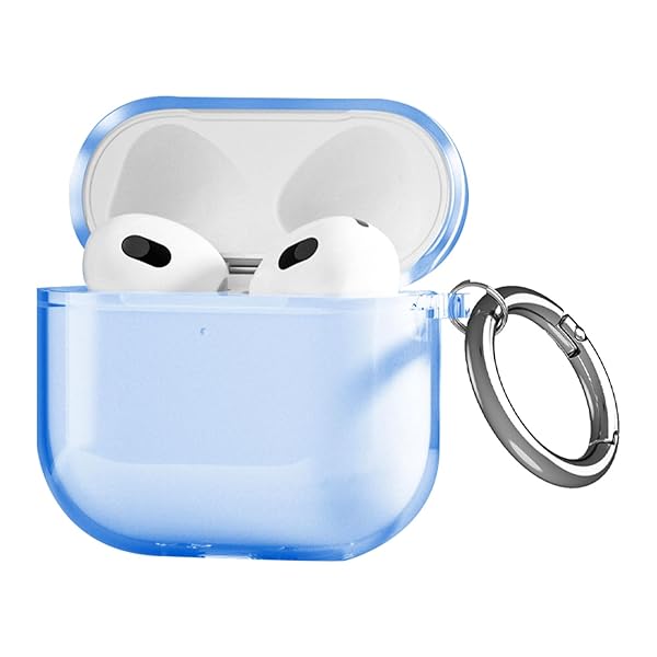 AirPods 4 用 ケース 透明TPU AirPods 第4世代 TPU保護ケース 充電便利 全面保護 紛失防止 滑り止め 薄型 指紋防止 黄変防止 落下防止 安心保護 軽量 (クリア+ブルー)