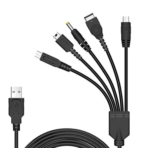 5 in 1 USB 充電ケーブル ニンテンドー New 3DS(XL/LL), 3DS(XL/LL), 2DS, DSi(XL/LL), GBA SP, Wii U,PSP 1000/2000/3000に対応充電ケーブル(120cm) ブラック 5 in 1 USB 充電ケーブル ニンテンドー New 3DS(XL/LL), 3DS(XL/LL), 2DS, DSi(XL/LL), GBA SP, Wii U,PSP 1000/2000/3000に対応充電ケーブル(120cm) ブラック