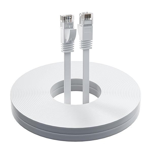 CAT6イーサネットケーブル 20M ウルトラフラットLANケーブル ロング UTP 極薄有線ランケーブル ホワイト PoE対応 防水インターネット接続ケーブル 高速ギガビットネットワークケーブル ルーター、プリンター、モニターに対応