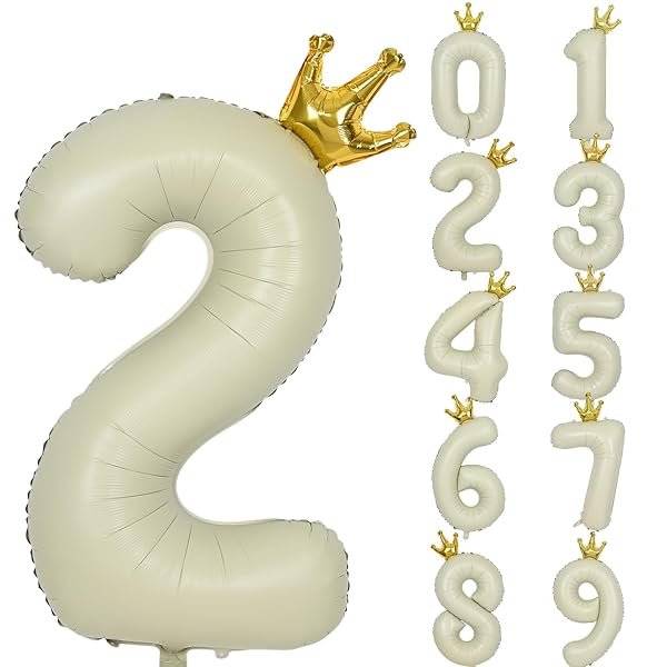 バルーン 数字 風船 誕生日 40インチ 大きい ナンバー2 王冠付き クラウン バースデー 飾り付け パーティー 記念日 結婚式 男の子 女の子 約100cm くすみカラー