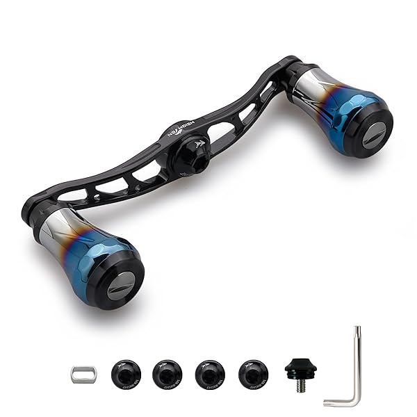 V2.0 90mm/105mm/115mm ベイト リール ハンドル シマノ(shimano) ダイワ(daiwa) アブガルシア(abu) 通用 ベイトリール 用 航空アルミ製 Aurora Series (V2.0-90mm - ブラック) (0