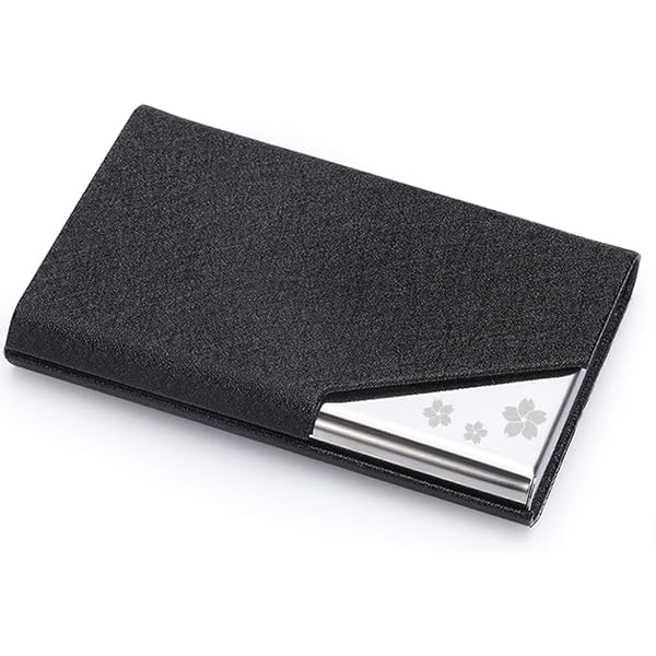 名刺入れ 角が折れない メンズ 名刺ケース 柄 マグネット式 1秒開閉 ビジネス (桜の風車柄 ブラック)