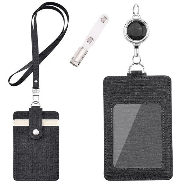 IDカードホルダー - 横型&縦型 IDカードケース ネームホルダー 両面用 名札 パスケース 胸ポケットクリ..