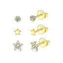 3ペア ピアス セット メンズ レディース シルバー925 ジルコニア ピアス 18kゴールドメッキ 星 ピアス 金属アレルギー対応