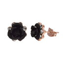 薔薇 ピアス 花 バラ ピアス ステンレス 黒 18kゴールド レディース かわいい ローズ
