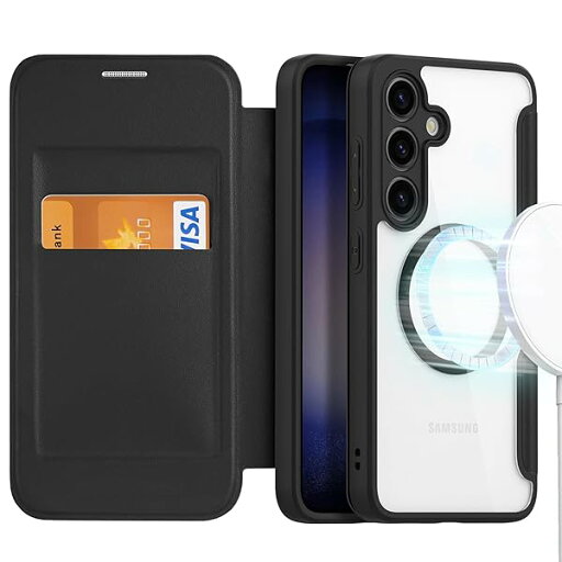 適応Galaxy S24 ケース 手帳型 MagSafe対応 カード収納 背面クリア マグセーフ 手帳 ワイヤレス充電対応 カード入れ 高級PUレザー 耐衝撃 全面保護 Galaxy S24 5Gケース ギャラクシー S24 5G 携帯ケース(ブラッ 適応Galaxy S24 ケース 手帳型 MagSafe対応 カード収納 背面クリア マグセーフ 手帳 ワイヤレス充電対応 カード入れ 高級PUレザー 耐衝撃 全面保護 Galaxy S24 5Gケース ギャラクシー S24 5G 携帯ケース(ブラッ