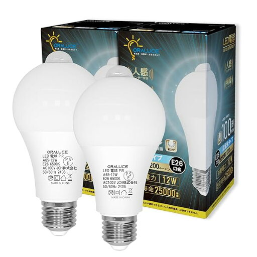 LED電球 E26口金 人感センサー 電球 100W形相当 昼光色 6500K 12W 1200lm 自動点灯・消灯 明暗センサー付 消し忘れ防止 階段 玄関 廊下 トイレ 調光不可 2個入 LDA12D-G-E26 LED電球 E26口金 人感センサー 電球 100W形相当 昼光色 6500K 12W 1200lm 自動点灯・消灯 明暗センサー付 消し忘れ防止 階段 玄関 廊下 トイレ 調光不可 2個入 LDA12D-G-E26