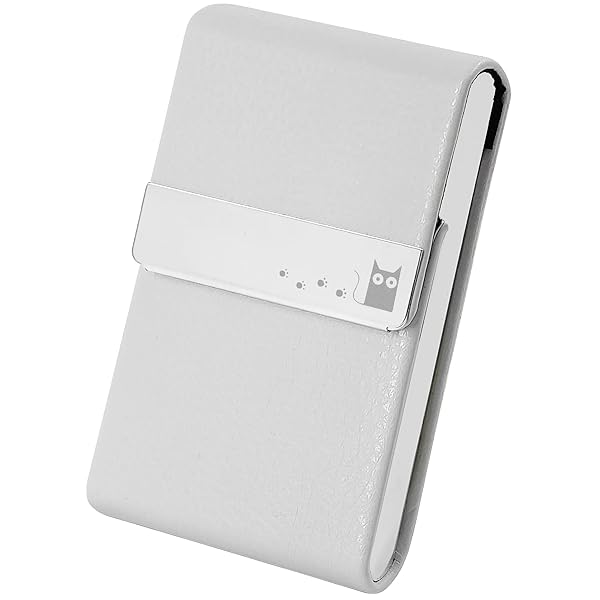 名刺入れ 角が折れない 縦型 名刺ケース 柄 マグネット式 1秒開閉 レディース メンズ ビジネス (白色 ..