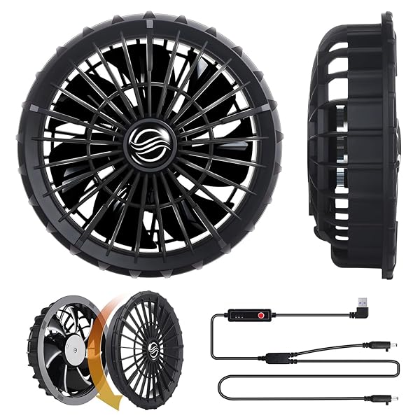 作業服用のファン 風神服 作業服 作業服専用 ファン USBケーブル付属 3段階風力調節 大風量 熱中症対策 互換用 作業服ファン あらゆる作業服対応(ファン 2個 + USBケーブル 1本 取り外し可能 3枚羽根)