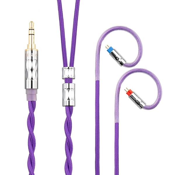 イヤフォン ケーブル 0.78mm 2pin KBEAR ST5 4N純銀+4N無酸素銅混合 2芯 イヤホン リケーブル 音質改善 イヤフォン ケーブル hi-fiオーディオ イヤモニ アップグレードケーブル (パープル・2pin3.5mm)