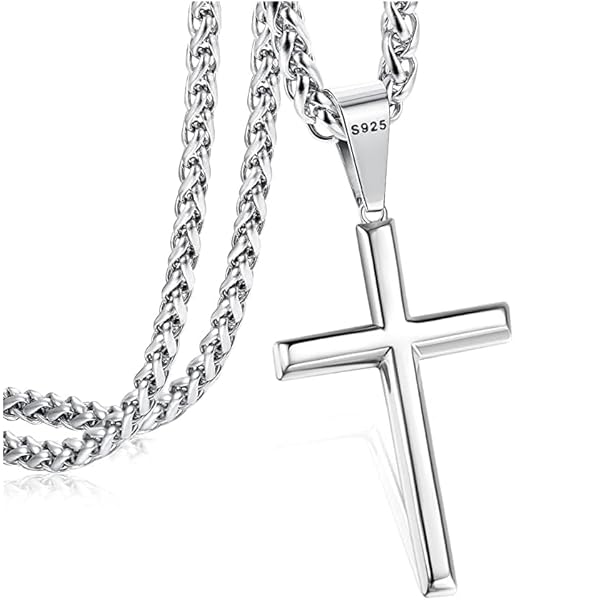 シルバー925 ネックレス 金属アレルギー対応 サージカルステンレス ネックレス チェーン 鎖 チェーンネックレス 十字架 クロス クロスネックレス シルバー 銀色 小さい メンズ レディース 鏡面 十字架 ペンダント ネックレス ジュエリー 16-