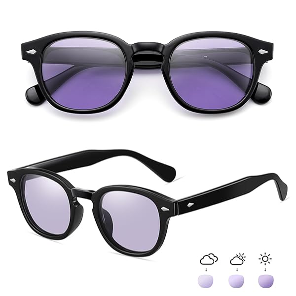 サングラス メンズ レディース 調光レンズ 偏光 変色サングラス UV400 紫外線カット カラーレンズ(調光·変色レンズ) 丸めがね 夜間用 運転/釣り 男女兼用B6008
