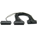 デュアルPSU電源 24ピン延長ケーブル 30cm ATXマザーボード用 24ピンから24(20+4) 電源変換アダプ ブラック