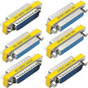 DB25メス-オス-メス変換コネクター 25ピン中継アダプタ DB25ケーブル連結RS232延長 ミニ ジェンダー チェンジャー カプラー、6個