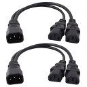 C14-2 x C13、C14 オス - デュアル C13 メス 電源 Y スプリッター アダプター ケーブル コード (2 パック)