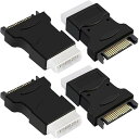 SATAケーブル電源変換アダプタ、15ピン SATA - 4ピンペリフェラルMolex電源コネクタSSD HHD電源変換増設用、モレックスSATA電源コード シリアルATA - IDE、4 個