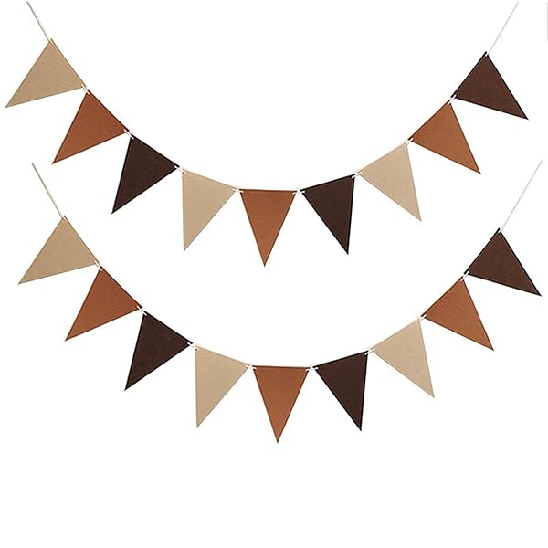 4本入 ガーランド 三角旗 、 ガーランド フラッグ 旗 組のフェルト織物の旗三角旗 約2.5m長 麻ロープ キャンプフラッグ バナー アウトドア旗 パーティー飾り (ブラウン)