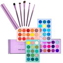 美しさを施したメイクアップキット、60色のアイシャドウパレット&5本のメイクアップブラシセット、4 in 1ボードの高着色のグリッターマットアイシャドウの回転真珠光沢のある裸眼化粧品メイクアップパレット