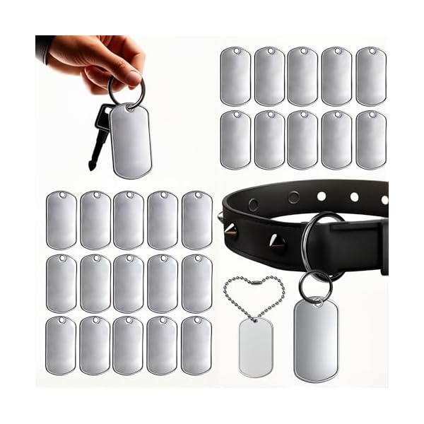 ミリタリードッグタグ シャイニーポリッシュ - ステンレススチール ロールエッジバッキング ブランクタ..