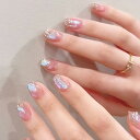 ネイルチップ ショート ピンク 付け爪 24枚セット キラキラ ネイル チップ 短め 元気 可愛い つけ爪 ネイルチップ おしゃれ 両面テープ付き 付け爪 簡単に貼る nail 耐久 便利 日常 デート 成人式 結婚式