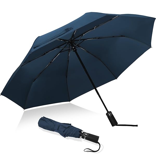 傘 折りたたみ傘 自動開閉 ワンタッチ 様々な様式 メンズ レディーズ 台風対応 梅雨対策 軽量 超撥水 おりたたみ傘 高強度グラスファイバー ビッグサイズ 晴雨兼用 収納ポーチ付き (ネイビー)
