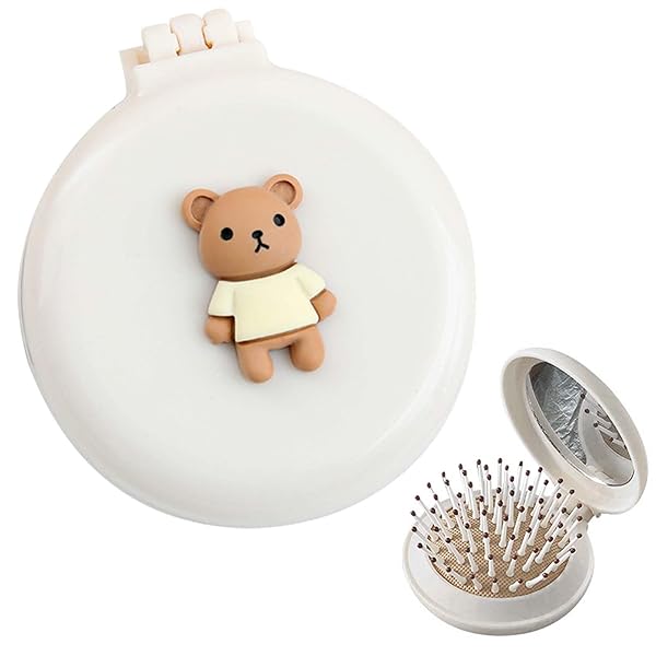 折りたたみくし 可愛い コーム 折畳み 折りたたみ 携帯ミラーコーム 折りたたみ式、ポータブル、ミラー付き、軽量、コンパクト、旅行、外出、通勤、通学など