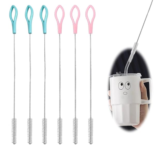 ステンレス製洗浄ブラシ ナイロン ストローブラシ 哺乳瓶ブラシ 再利用可能 自由に曲がる 隙間用 飲用..