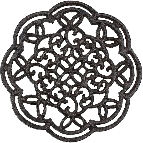 鍋敷き 大形 耐熱 釜敷き 鉄器瓶 調理器具 鉄瓶置き アンティーク風 鉄鋳物製 鉄製 19.5CM