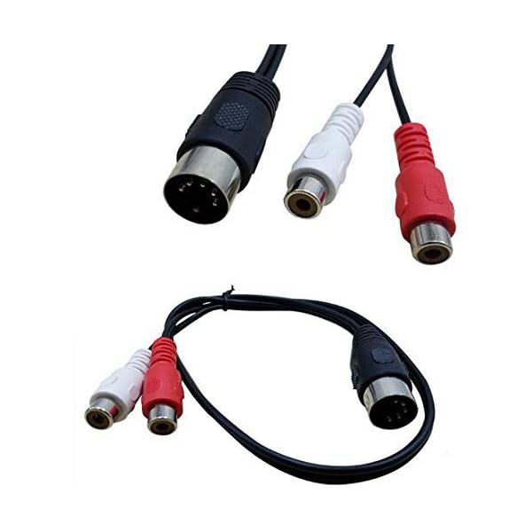 MIDI DIN 5P Male へ 2 RCA フォノ Female ソケットジャック MF オーディオケーブル 0.5m