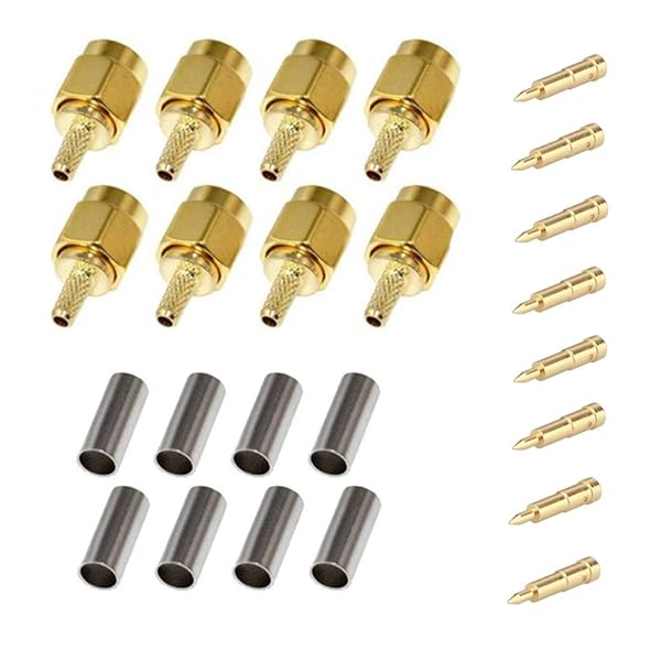 8セット SMAオスコネクタ 50Ohm 圧着タイプ LMR100?RG316?RG174?RG188など対応 ケーブル用