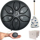 スリット ドラム スチール舌ドラム レインドラム 3 インチ 6 音符 C キー打楽器布バッグ、音楽本とマレット、子供のための音楽ギフト(黒)