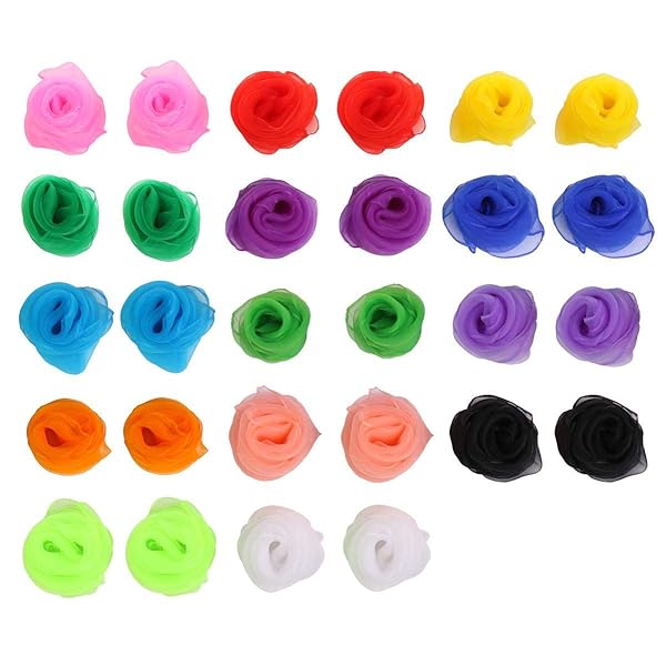 Elizabeth リトミック 用 シフォン スカーフ 14色各2枚 計28点セット 音楽レク エクササイズ レクリエーション 遊び 工作 オーガンジー