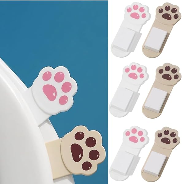 便座ハンドル 可愛い 便座取っ手 6個入 猫の爪の柄 便蓋持ち手 上げ下げ 便利 清潔 衛生 手を汚さず 浴室用品 トイレ 用品 スポンジ両面テープ付き 取付簡単
