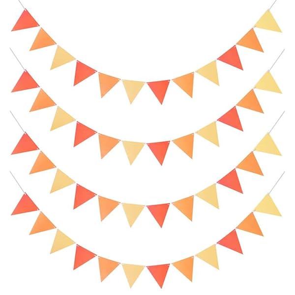 4本入 ガーランド 三角旗 、 ガーランド フラッグ 旗 組のフェルト織物の旗三角旗 約2.5m長 麻ロープ キャンプフラッグ バナー アウトドア旗 パーティー飾り (オレンジ)