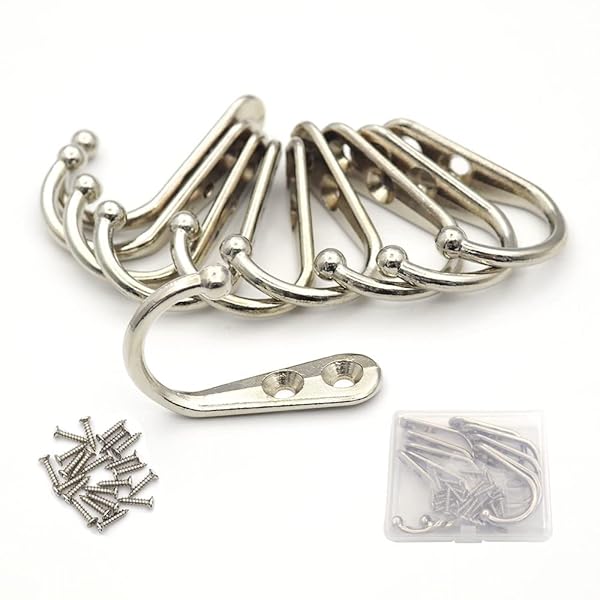 10個 亜鉛合金壁掛け フック アンティーク フック 高耐荷重 金具 かべかけフック キッチン 台所 壁かけ 洋服掛け (シルバー)