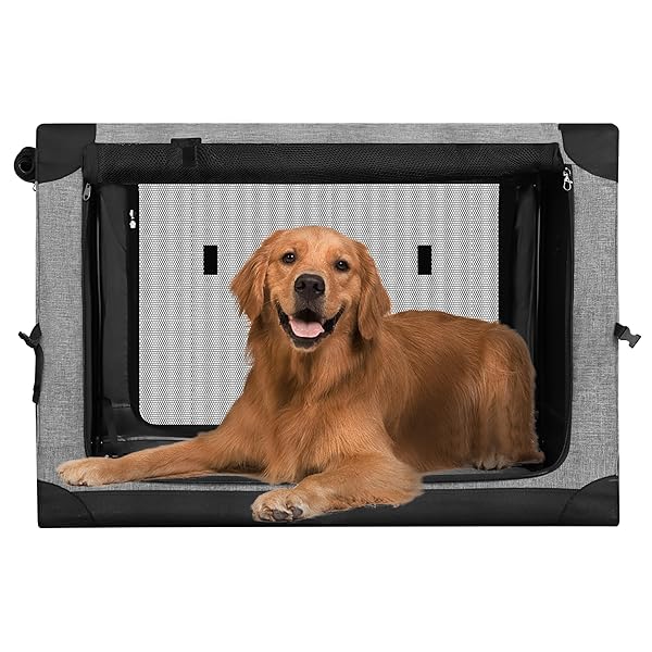 折りたたみペットケージ 犬ケージ 犬用クレート 猫用キャリー・カート 持ち手付き 犬猫兼用 折りたたみ簡単『室内休憩、急な来客時、アウトドア、病院、キャンプに大活躍！ 』 (XL, グレー)