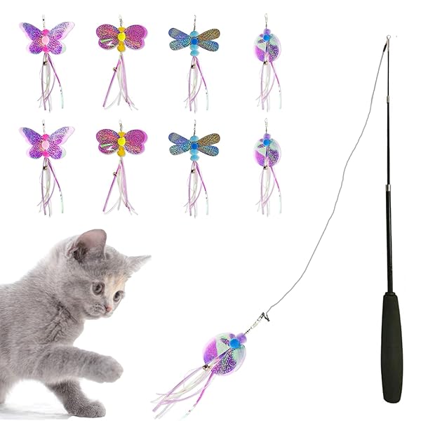 猫のおもちゃ人気猫じゃらし 猫じゃらし 猫おもちゃ 伸縮できる釣り竿 愛玩動物用のおもちゃ 昆虫 釣り竿付き 運動不足解消 ストレス解消 面白い猫 猫を演じる