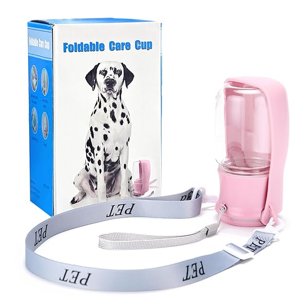 犬 散歩 給水ボトル 給水器 水飲み器 携帯 水筒 折りたたみ ペットウォーターボトル こぼれない 外出 折りたたみ 携帯 旅行 犬グッズ ペットボトル（ピンク）