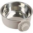 ペットボウル ハンガー ゲージ用 ペット食器 餌入れ 猫 犬 うさぎ 小動物用 食器 ウォーターボウル ケージ用 固定 ステンレス製 (グレー, S)