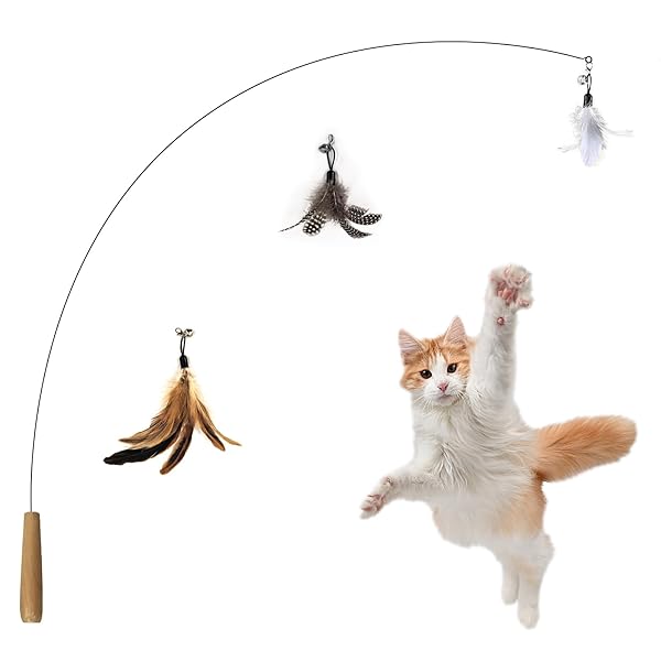 ねこじゃらし 猫じゃらし おもちゃ 羽 鈴 釣り竿 替えの3点羽付き 90cm