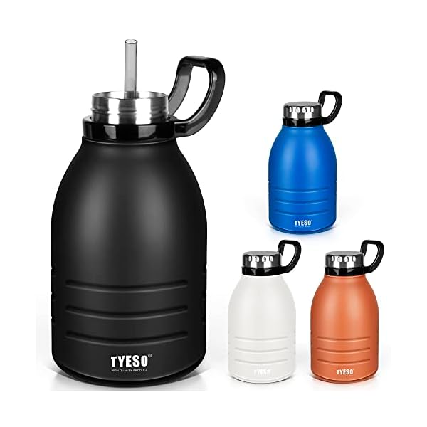 水筒 スポーツボトル ステンレスボトル 1.5L 直飲み 保温保冷 洗いやすい ストロー付き 大容量 携帯便利 旅行 キャリ―ハンドル付き (ブラック)