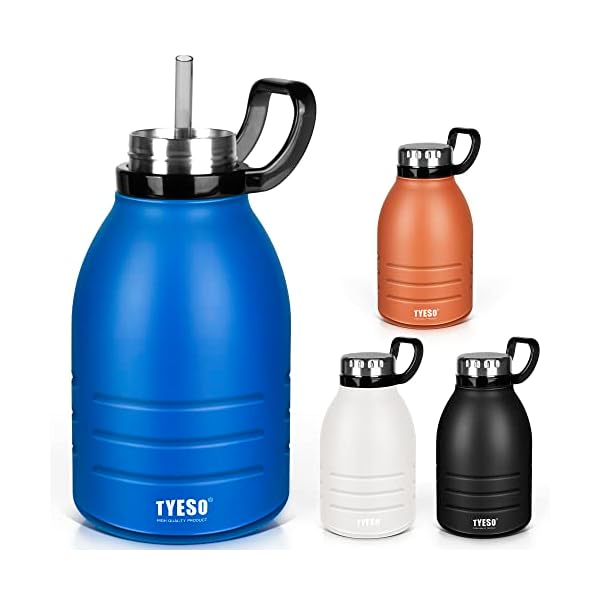 水筒 スポーツボトル ステンレスボトル 1.5L 直飲み 保温保冷 洗いやすい ストロー付き 大容量 携帯便利 旅行 キャリ―ハンドル付き (ネイビー)