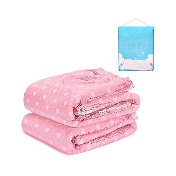 大人用おむつ ハート柄2枚パック【照れくさいベビー】厚型 数回吸収 介護オムツ テープ型 2枚入 ピンク[Mサイズ]