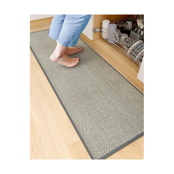 キッチンマット 洗える 240 台所マット 大判 ゴム滑り止め ずれない 吸水性 浸透しない シンク前 厚さ5mm グレー 45×240cm