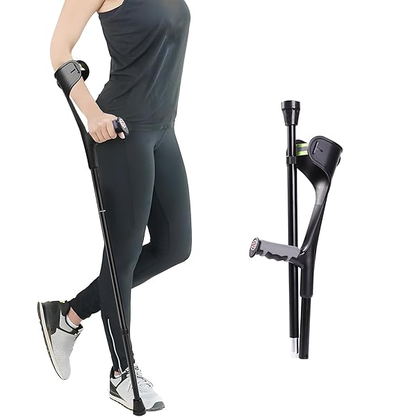 クラッチ杖 前腕松葉杖 リムーバブル まつばづえ 10段階調節可能 軽量 歩行補助 ステッキ 介護杖 ボタ..