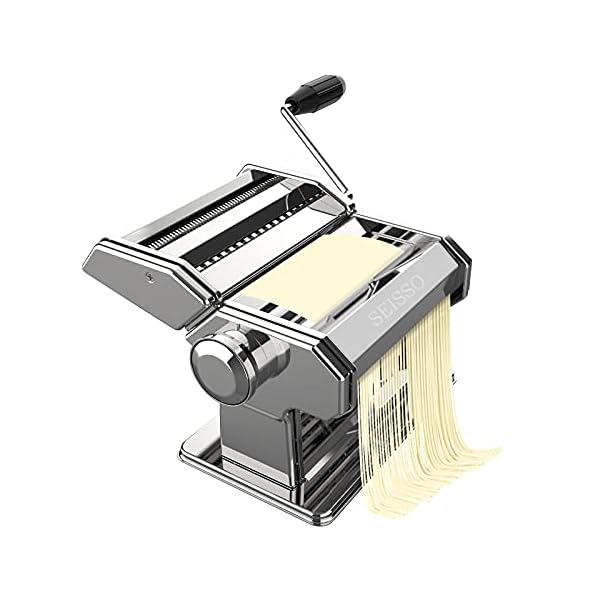 パスタマシン 製麺機 手動 家庭用 1.5mm&6.5mm 麺の太さ調整可能 9段階厚さ調節 水洗可能 ステンレス製..