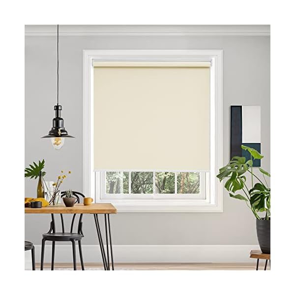 プルコード式 ロールスクリーン 幅90cm 丈220cm ベージュ ロールカーテン 1級遮光 100%遮光 保温 断熱 ..